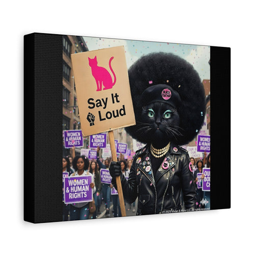 Canvas Print - Black Panther Angela Davis with Black Power Movement and Women's March Rally Sign
