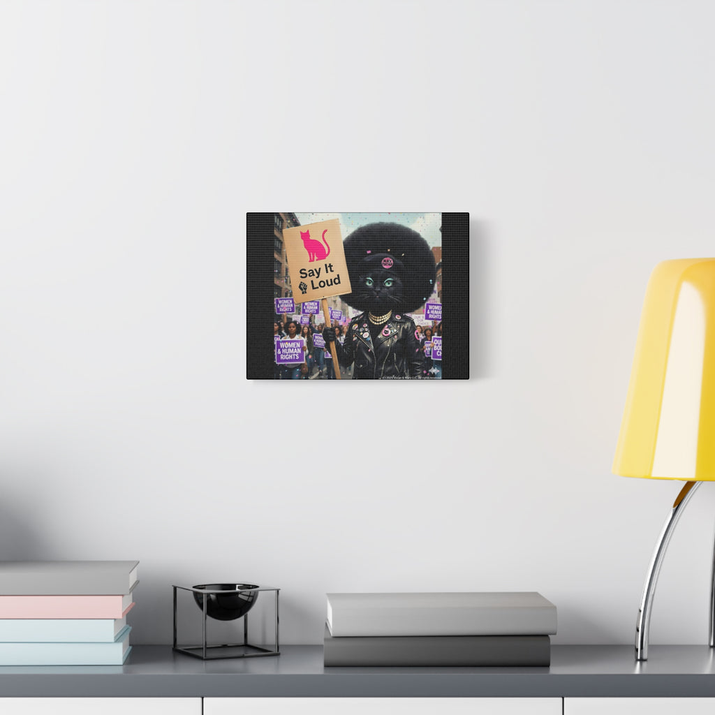 Canvas Print - Black Panther Angela Davis with Black Power Movement and Women's March Rally Sign